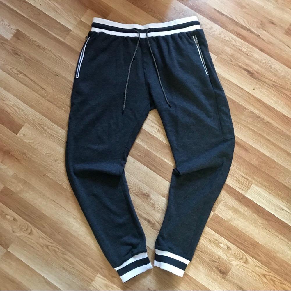 Stonevale co Striped Hem Jogger in Charcoal